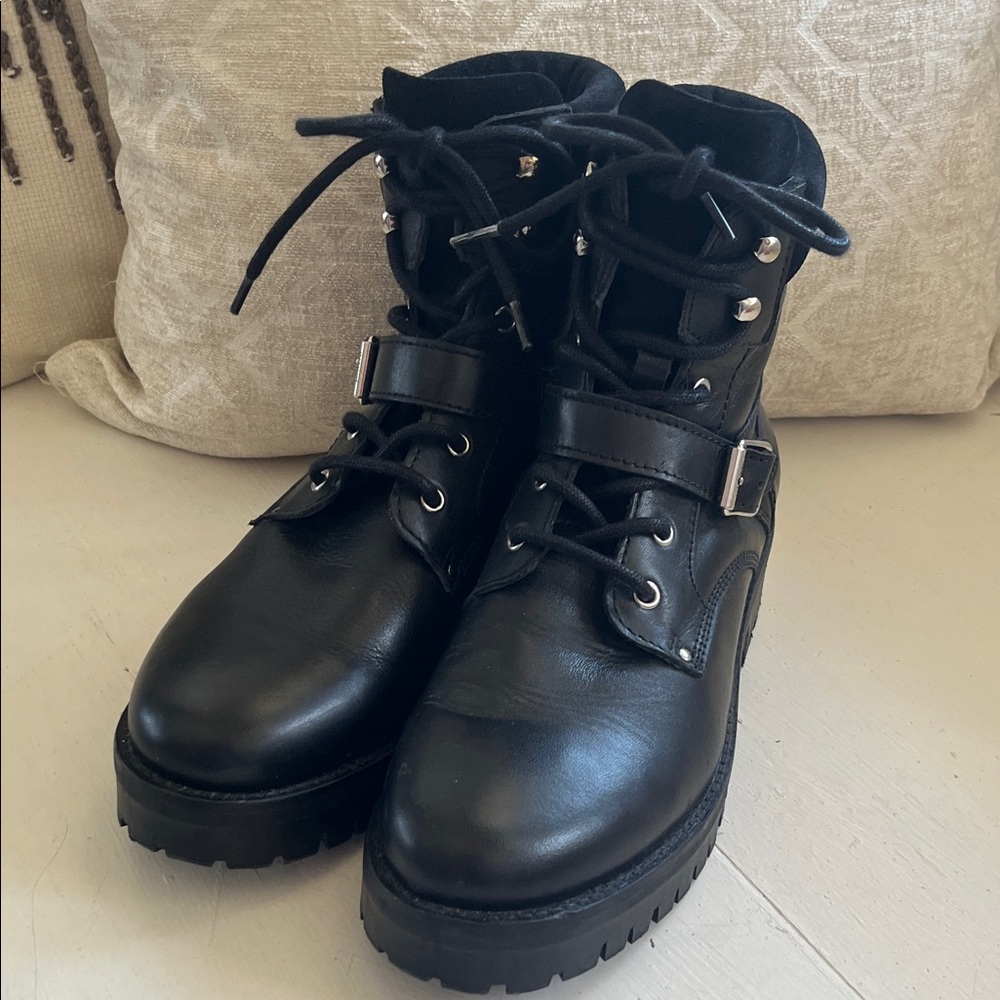 All Saints Paulina black leather boots